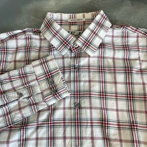 Express Dress Shirt Extra Slim Fit Plaid Casual Long Sleeve Mens Sz Large Red